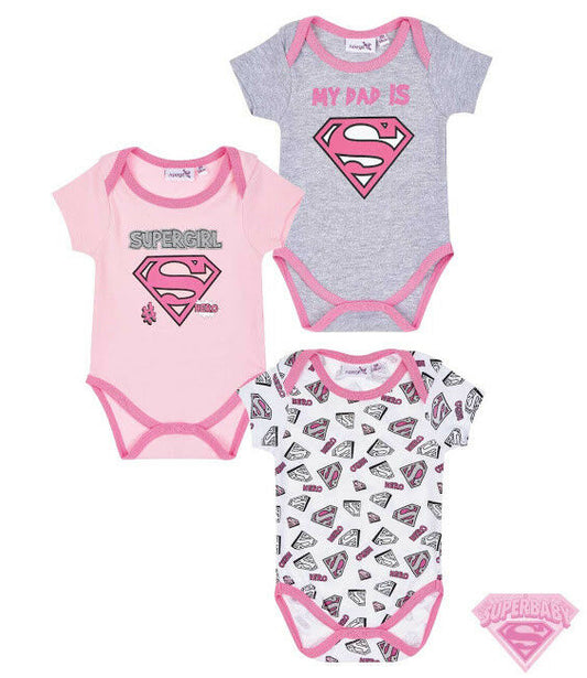 Body „Superbaby“ – Grau, Rosa & Weiß | Mädchen | Größe 62–92 | Neu