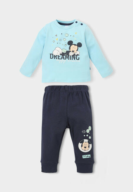 Disney Mickey Mouse Schlafanzug – 2-teilig – Jungen – Grau oder Blau – Gr. 62–92