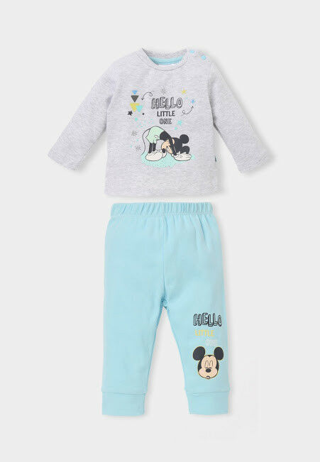 Disney Mickey Mouse Schlafanzug – 2-teilig – Jungen – Grau oder Blau – Gr. 62–92