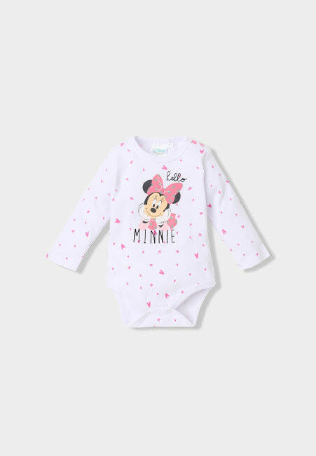 Disney Minnie Mouse Body | Langarm | Grau, Weiß, Rosa | Mädchen | Gr. 62–92 | Neu mit Etikett