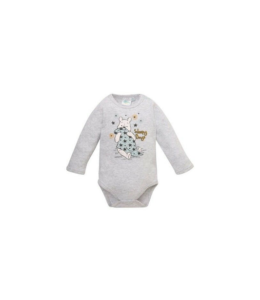 Disney Winnie Pooh Body Langarm | Grau / Weiß / Grün | Unisex | Gr. 62–92 | Neu mit Etikett