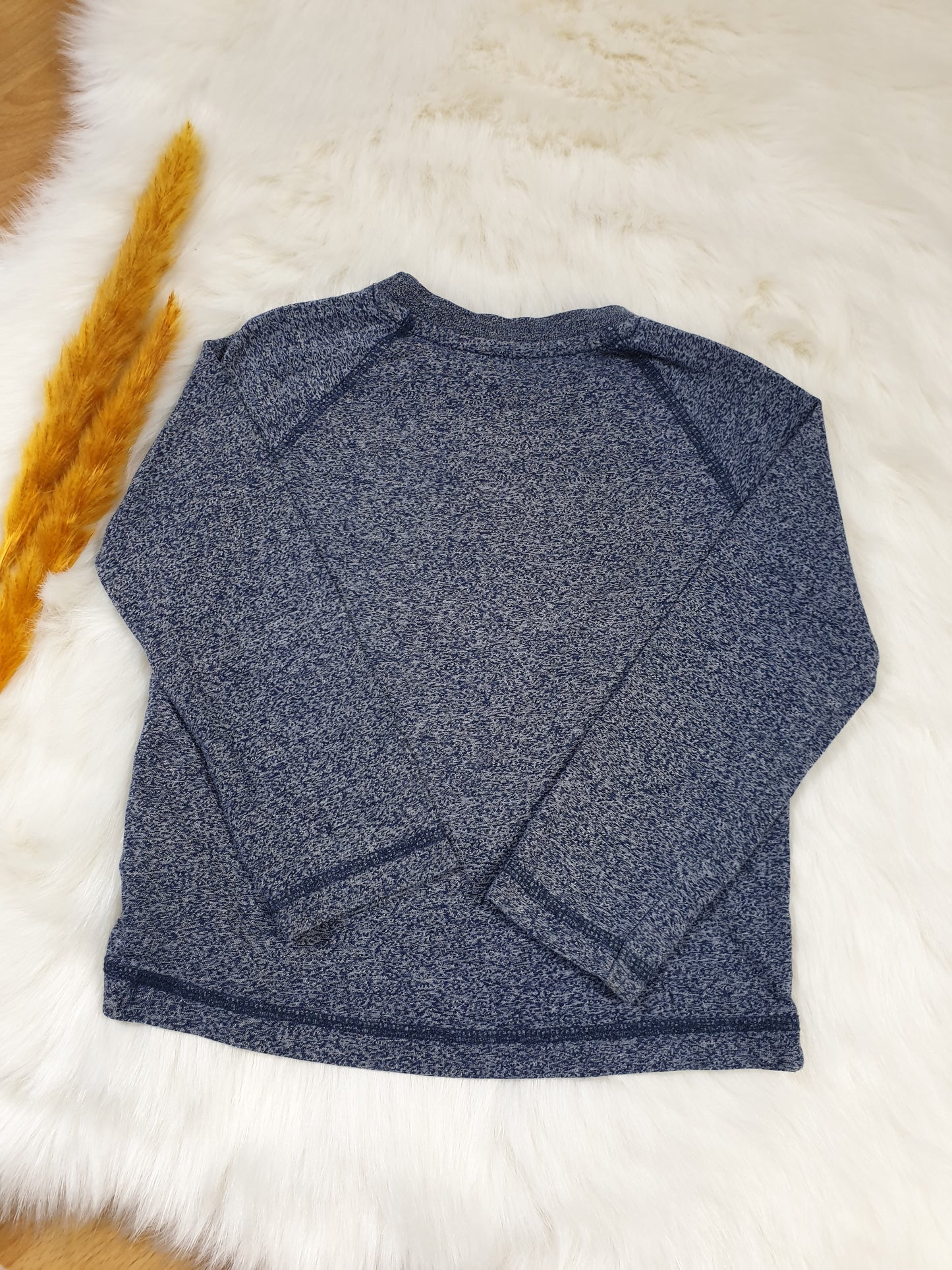 F&F Langarmshirt – Blau meliert – Bagger-Stickerei – Jungen – Gr. 86/92