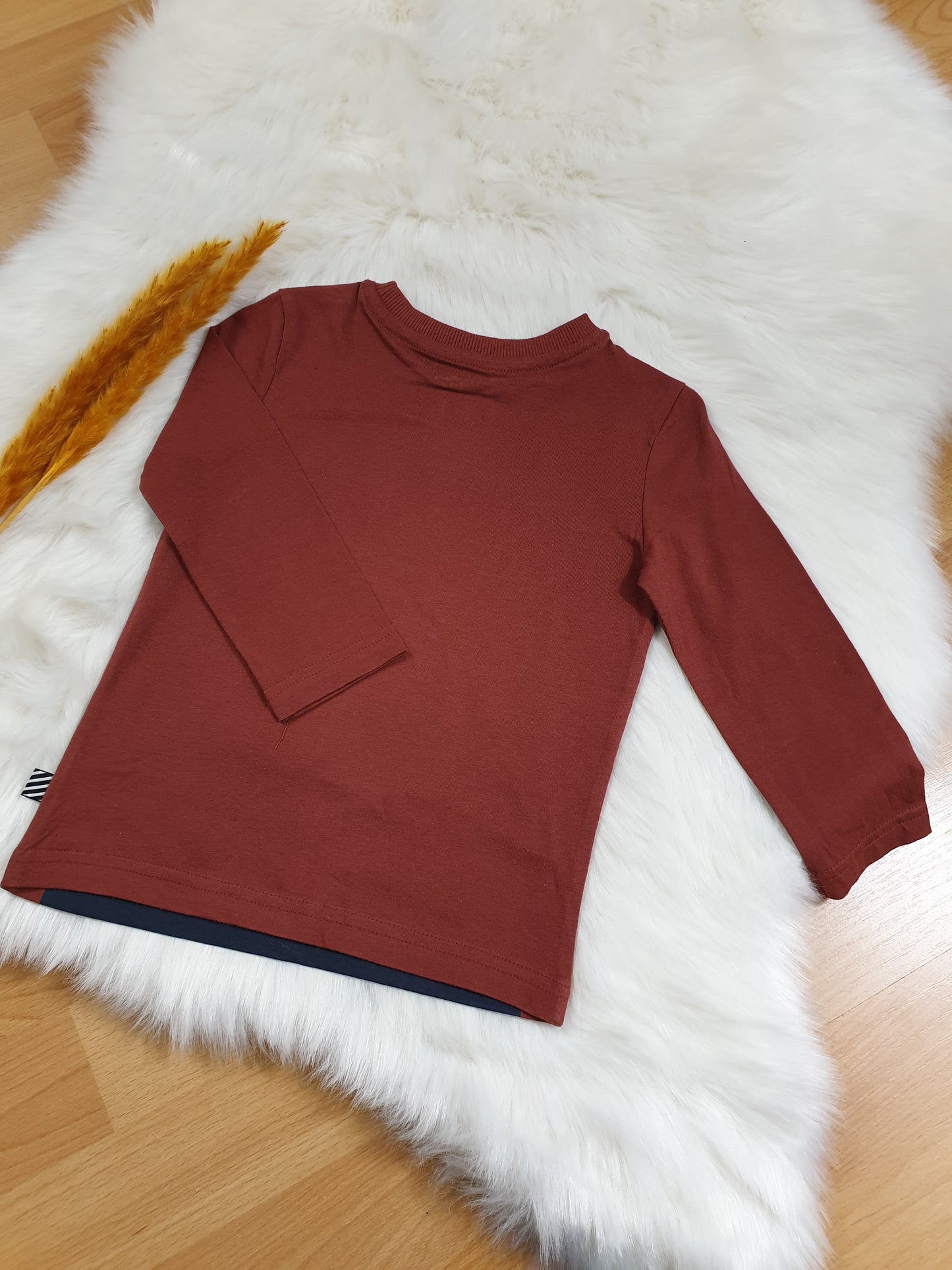 F&F Langarmshirt – Braun mit Bärenmotiv – Jungen – Gr. 80/86