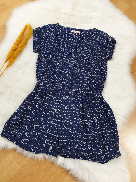 Bluezoo Jumpsuit Blau mit Muster | Mädchen | Größe 122 | Neuwertig