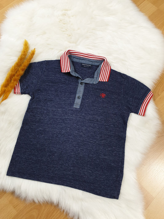 Neuwertiges blau meliertes Poloshirt „Next“ | Größe 98/104 (3-4 Jahre)