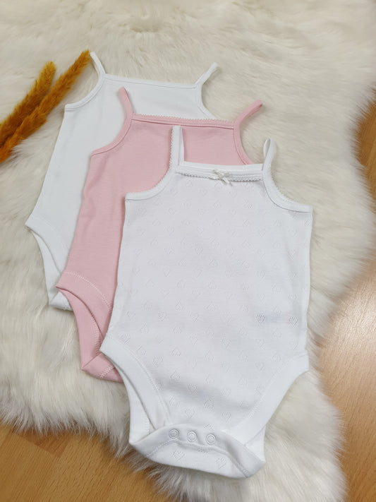 3er-Set Trägerbodys Weiß & Rosa | Nutmeg | Mädchen Gr. 68/74