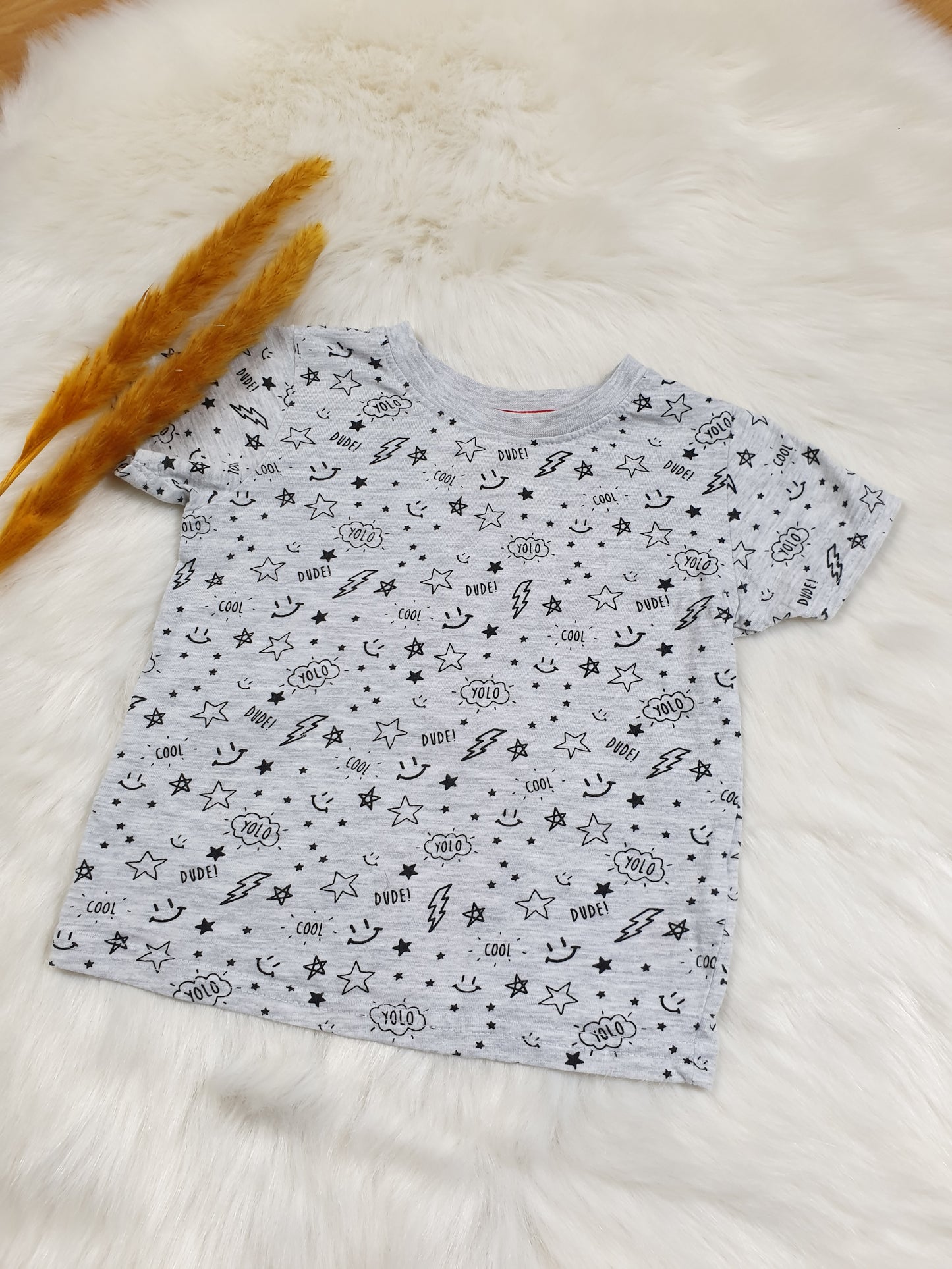 2er-Set Shirts – Weiß & Grau – Jungen – Gr. 74/80 – Mini Rebel / Primark