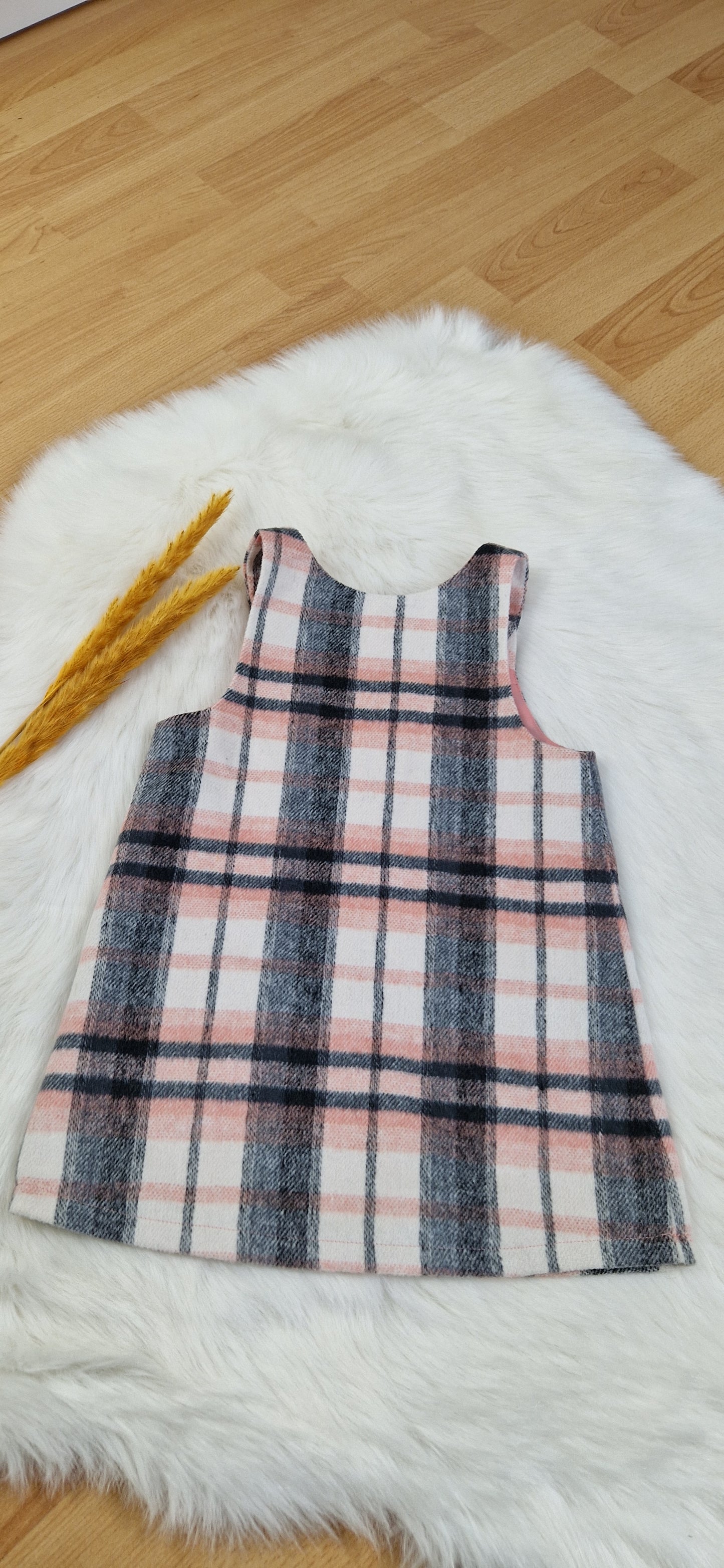 F&F Kleid – Rosa Grau Kariert – Mädchen – Gr. 92/98