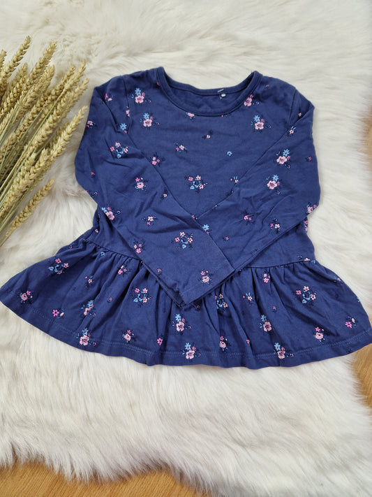 George Langarmshirt – Blau mit Blumen – Mädchen – Gr. 98/104